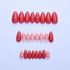 Press-On Nail Set Heart-Embellished Reusable & Durable