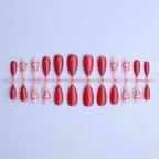 Press-On Nail Set Heart-Embellished Reusable & Durable