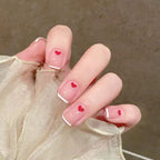 Press-On Nail Set Heart-Embossed Glossy No-Mess Adhesive