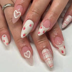 Press-On Nail Set Heart & Floral Designs Easy Application