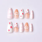 Press-On Nail Set Heart & Floral Designs Easy Application