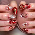 Press-On Nail Set Heart & Floral Easy Application Long-Lasting