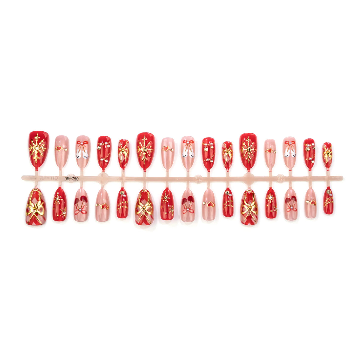 Press-On Nail Set Heart & Floral Easy Application Long-Lasting