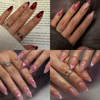 Press-On Nail Set Heart & Floral Easy Apply Reusable