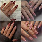 Press-On Nail Set Heart & Floral Easy Apply Reusable