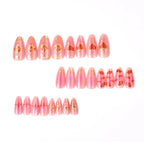 Press-On Nail Set Heart & Floral Gold Accents Reusable