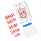 Press-On Nail Set Heart & Floral Gold Accents Reusable