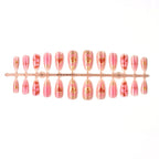 Press-On Nail Set Heart & Floral Gold Accents Reusable