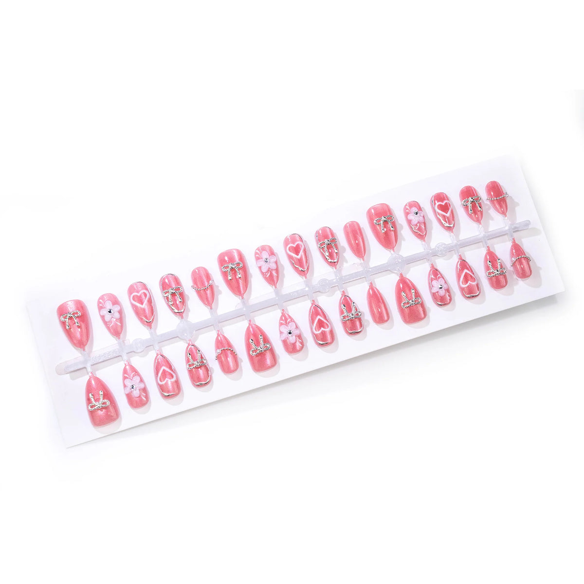 Press-On Nail Set Heart & Floral Peel-And-Press