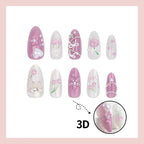 Press-On Nail Set Heart & Flower Designs Easy Application