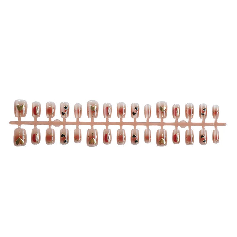 Press-On Nail Set Heart Motif Adhesive Tabs