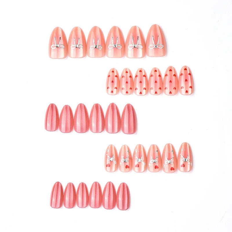 Press-On Nail Set Heart Motif Glossy & Reusable