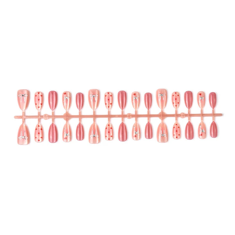 Press-On Nail Set Heart Motif Glossy & Reusable