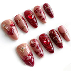 Press-On Nail Set Heart Motifs Adhesive & Multiple Sizes