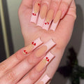 Press-On Nail Set Heart Motifs Light Brown Easy Application
