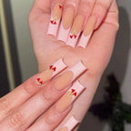 Press-On Nail Set Heart Motifs Light Brown Easy Application