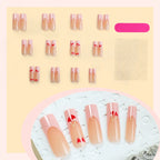 Press-On Nail Set Heart Motifs Light Brown Easy Application
