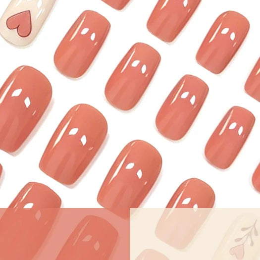 Press-On Nail Set Heart Pattern 24-Piece Easy Application