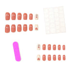 Press-On Nail Set Heart Pattern 24-Piece Easy Application