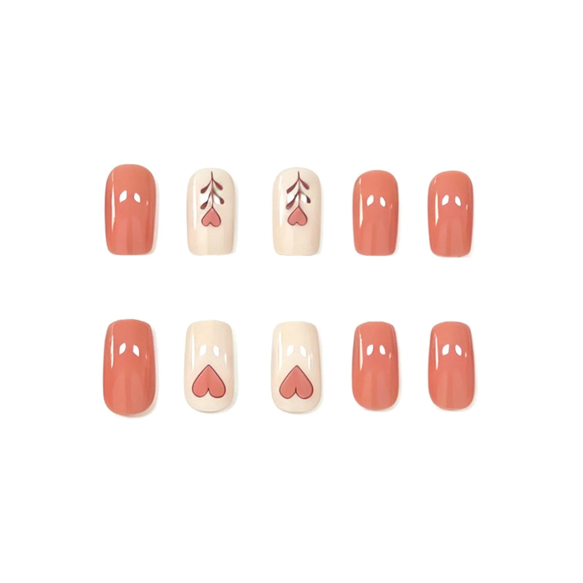 Press-On Nail Set Heart Pattern 24-Piece Easy Application