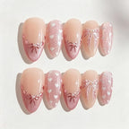 Press-On Nail Set Heart Pattern Easy Peel Adhesive
