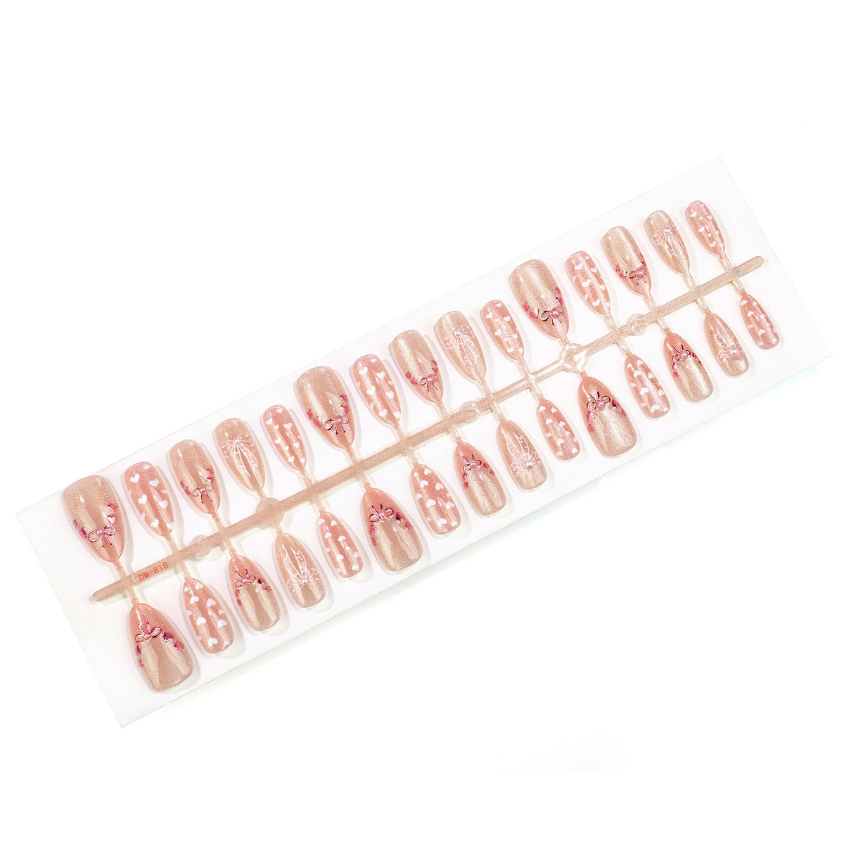 Press-On Nail Set Heart Pattern Easy Peel Adhesive