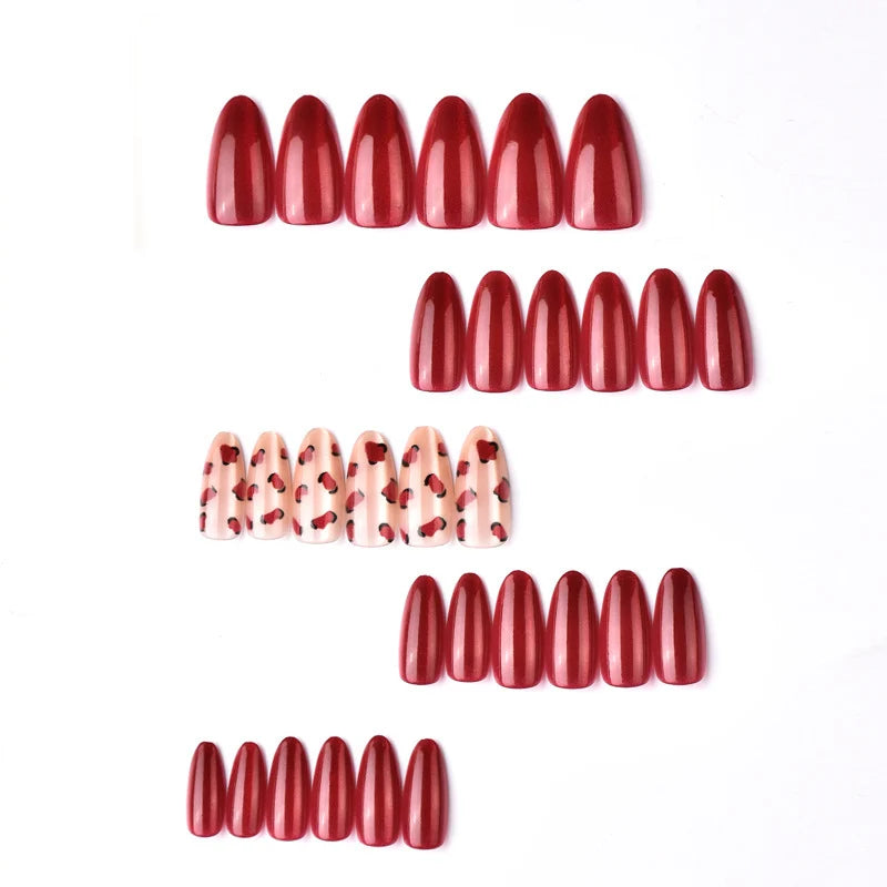 Press-On Nail Set Heart Pattern Peel & Press Reusable