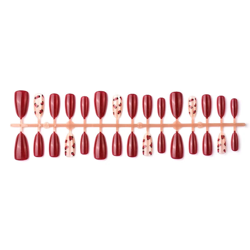 Press-On Nail Set Heart Pattern Peel & Press Reusable