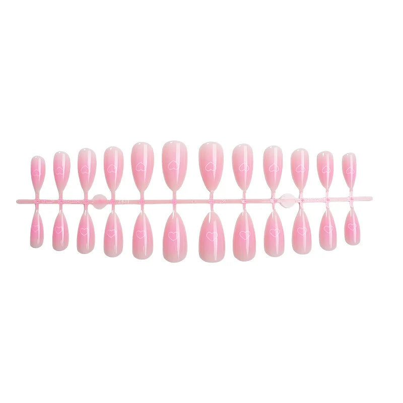 Press-On Nail Set Heart Pattern Quick Application & Long-Lasting