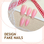 Press-On Nail Set Heart Print Reusable Multiple Sizes