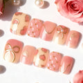 Press-On Nail Set Heart & Ribbon Reusable