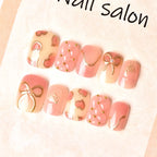 Press-On Nail Set Heart & Ribbon Reusable