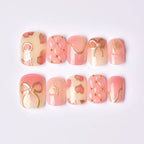 Press-On Nail Set Heart & Ribbon Reusable