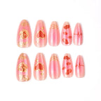 Press-On Nail Set Heart & Rose Gold Accents Peel-And-Stick