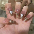 Press-On Nail Set Heart-Shaped Self-Adhesive & Long-Lasting