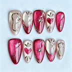 Press-On Nail Set Heart & Star Designs Pre-Applied Adhesive