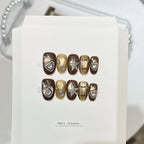 Press-On Nail Set Heart & Star Rhinestone Accents 10-Piece