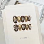Press-On Nail Set Heart & Star Rhinestone Accents 10-Piece