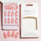 Press-On Nail Set Hearts & Argyle 24 Pieces