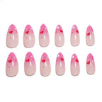 Press-On Nail Set Hearts & Argyle 24 Pieces