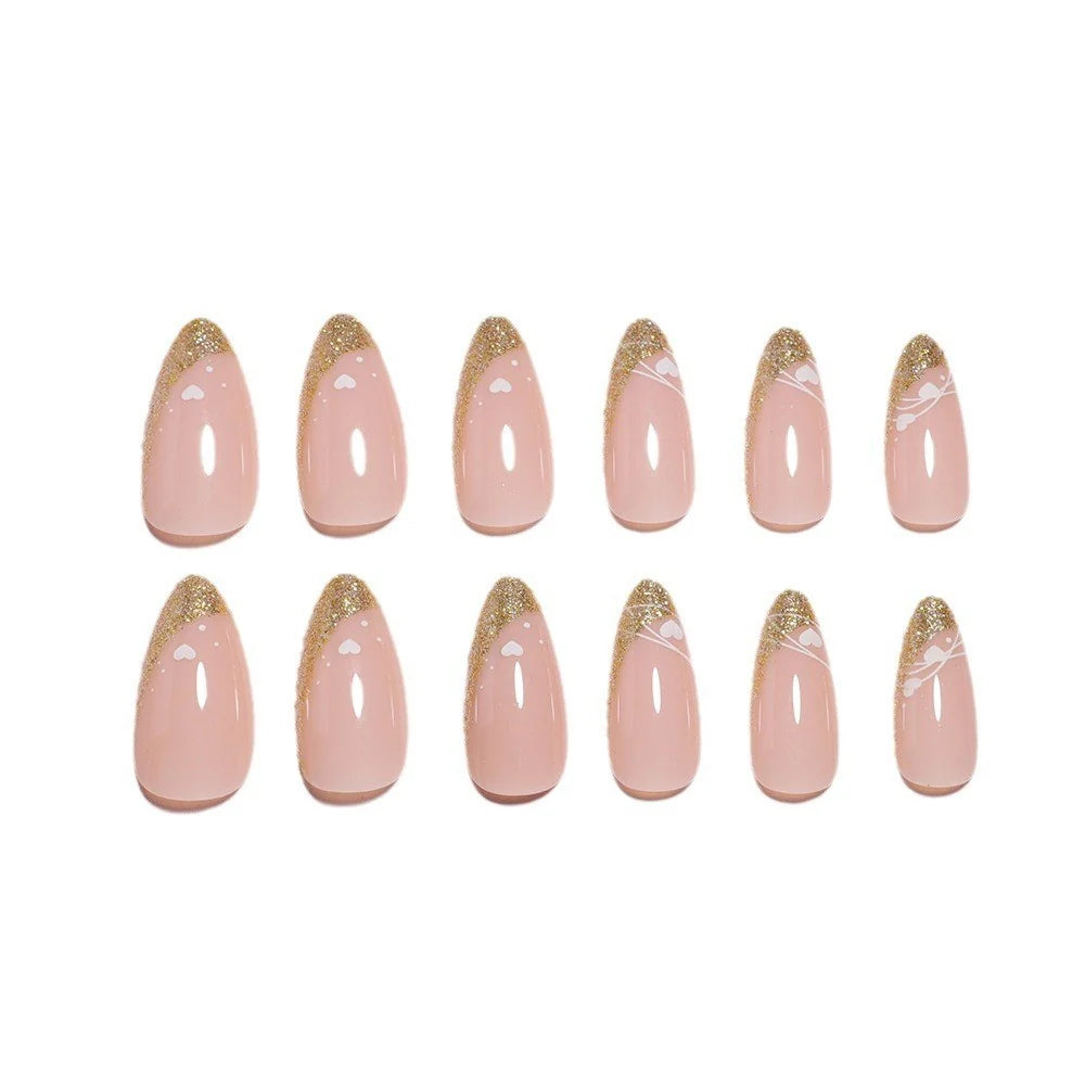Press-On Nail Set Hearts & Argyle 24 Pieces