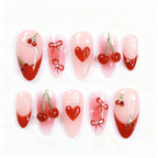 Press-On Nail Set Hearts & Floral Designs Easy Application