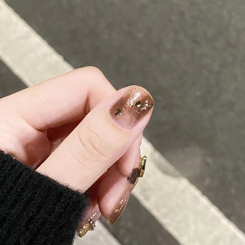 Press-On Nail Set Hearts & Glitter Easy Application