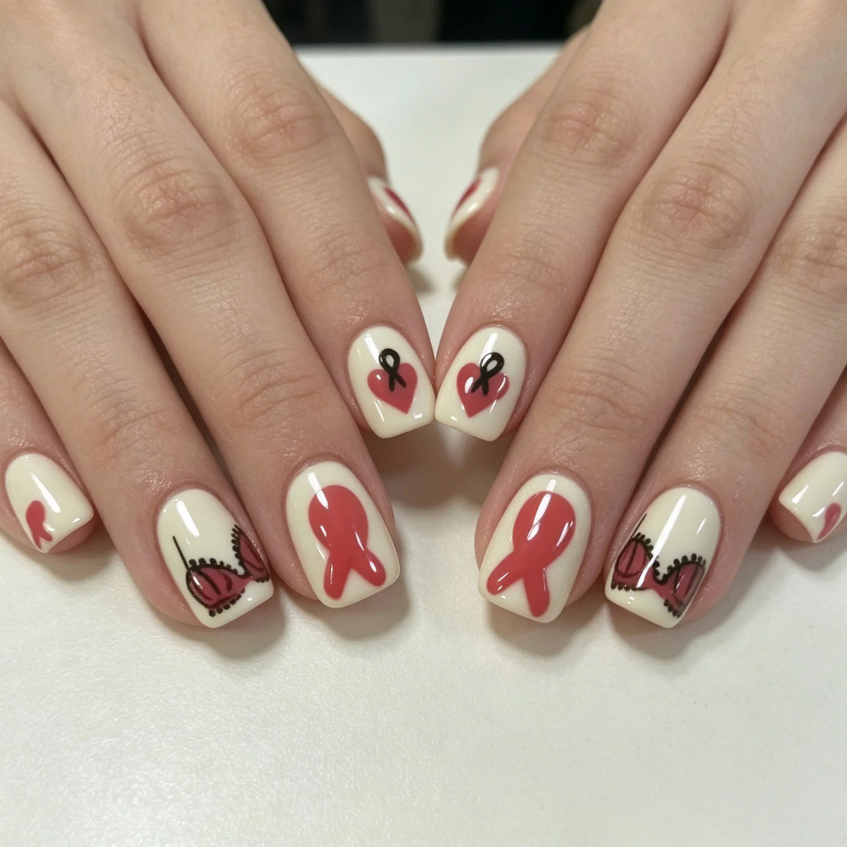 Press-On Nail Set Hearts & Whimsical Designs