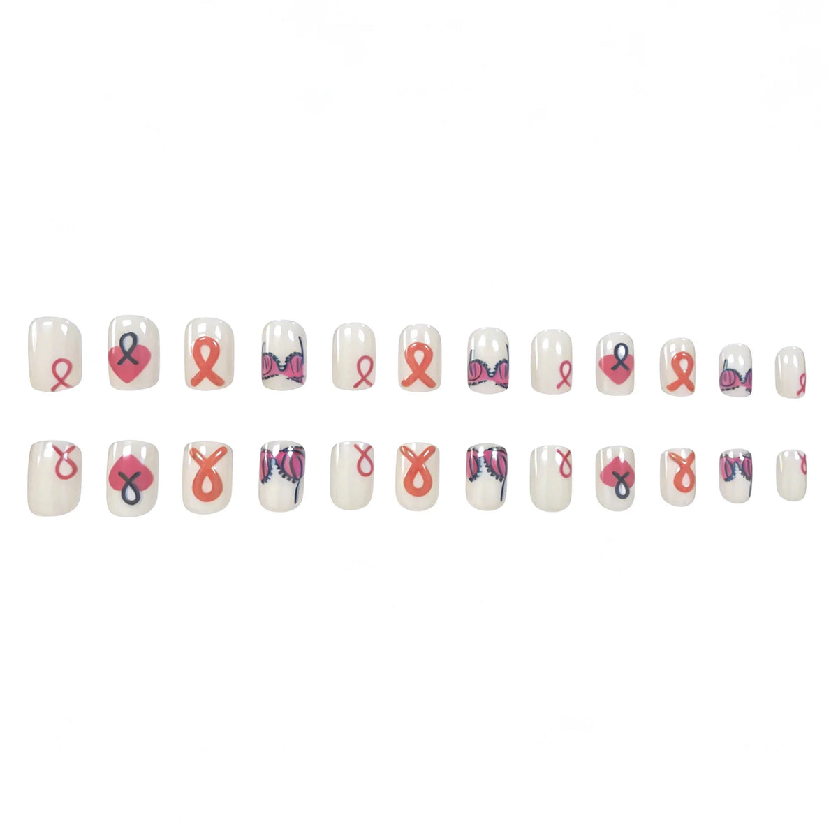 Press-On Nail Set Hearts & Whimsical Designs