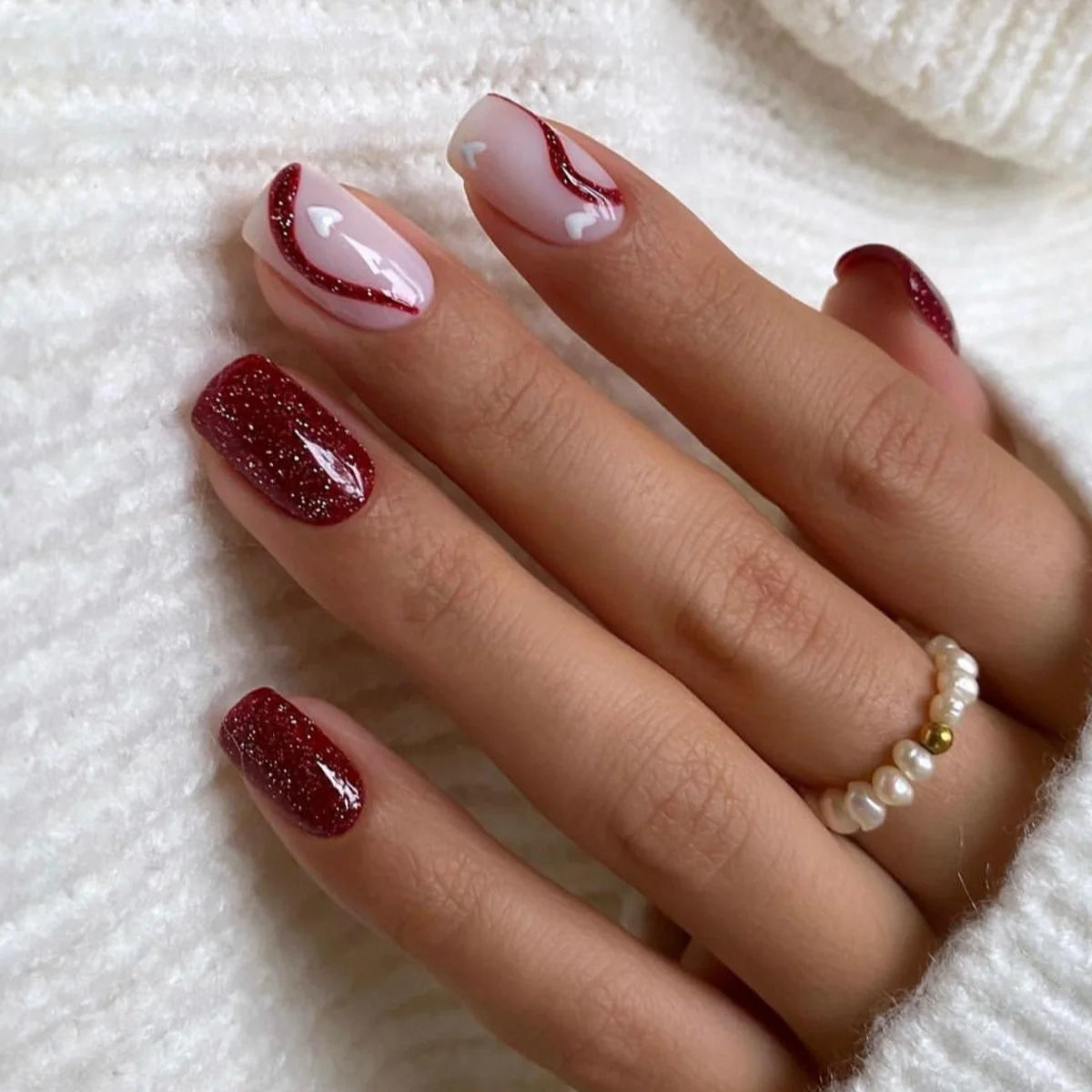 Press-On Nail Set High-Gloss Glitter Comfortable Fit