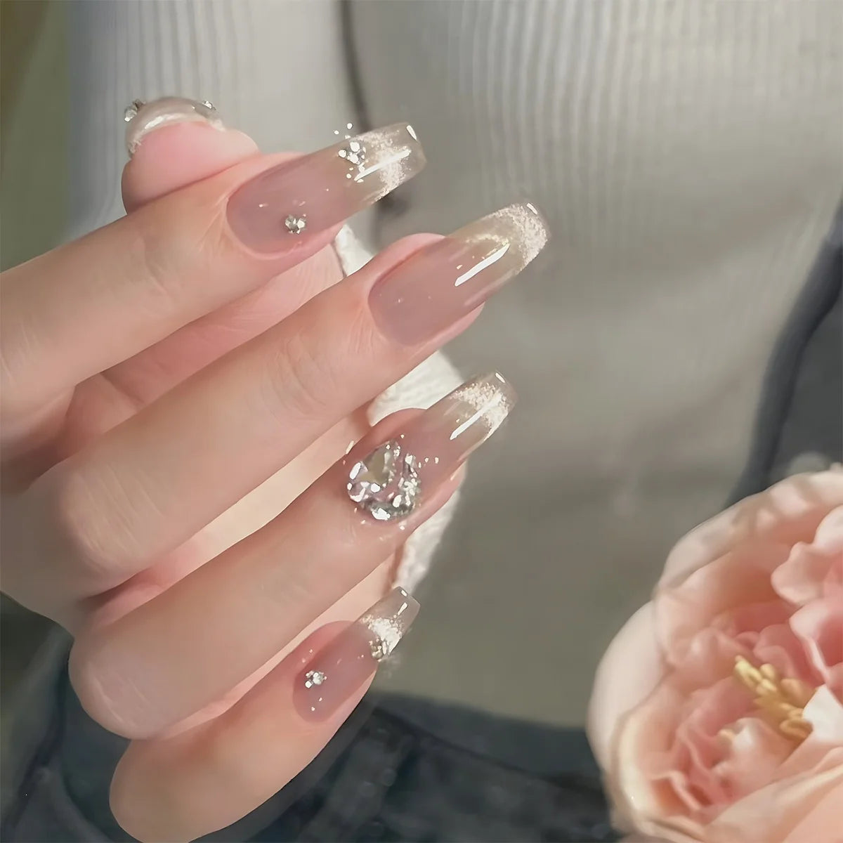 Press-On Nail Set High-Gloss Glitter Comfortable Fit