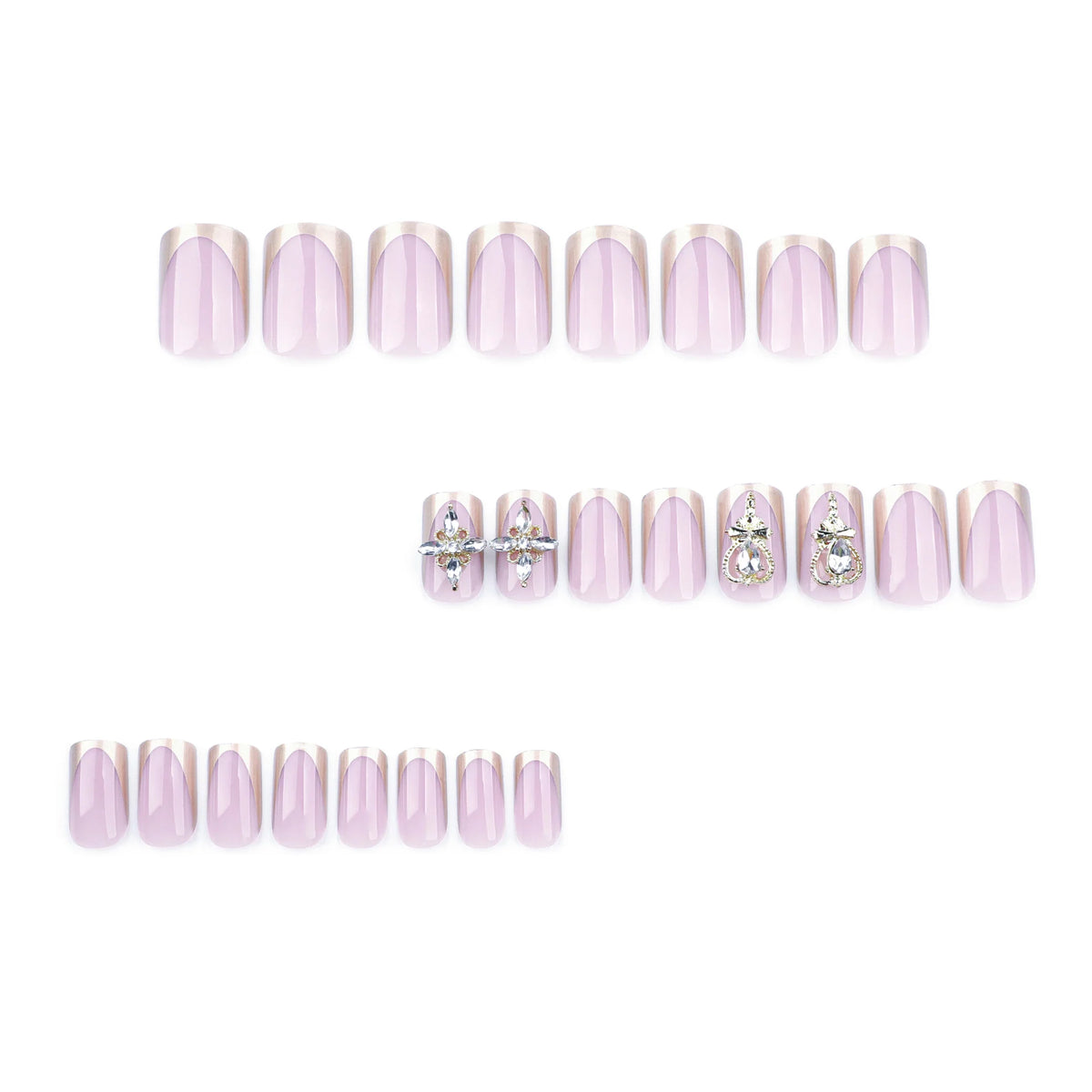 Press-On Nail Set High-Gloss & Gold Accents