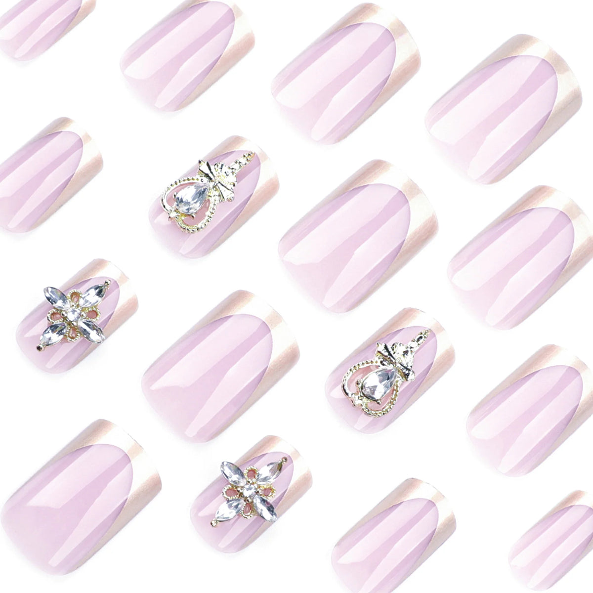 Press-On Nail Set High-Gloss & Gold Accents