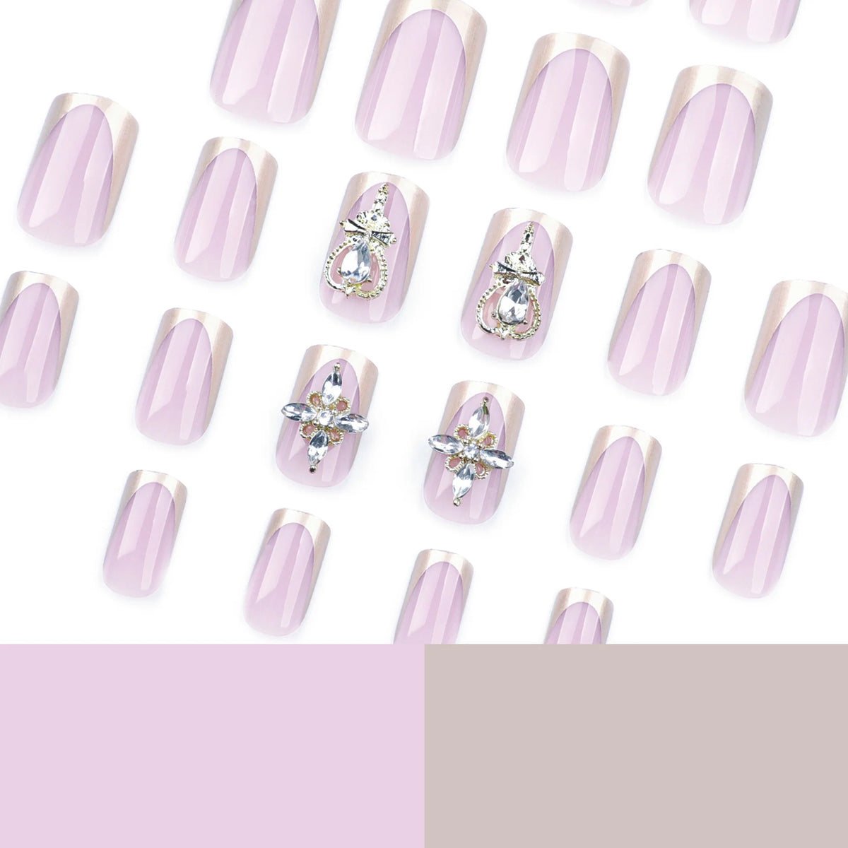 Press-On Nail Set High-Gloss & Gold Accents